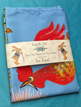 Load image into Gallery viewer, Folk art Rooster Chicken organic cotton kitchen towel
