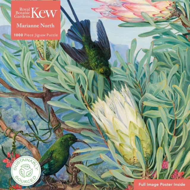 Adult Sustainable Jigsaw Puzzle Kew Gardens' Marianne North: Honeyflowers and Honeysuckers : 1000-pieces. Ethical, Sustainable, Earth-friendly-9781787558816